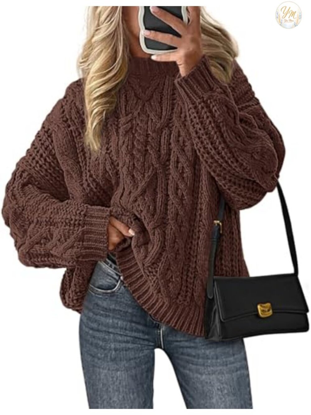 Women's Oversized Chunky Knit Fall Sweater Crewneck Long Sleeve Cozy Pullover